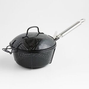 New! Crate&Barrel Outdoor Round NonStick BBQ Grill Basket with Lid